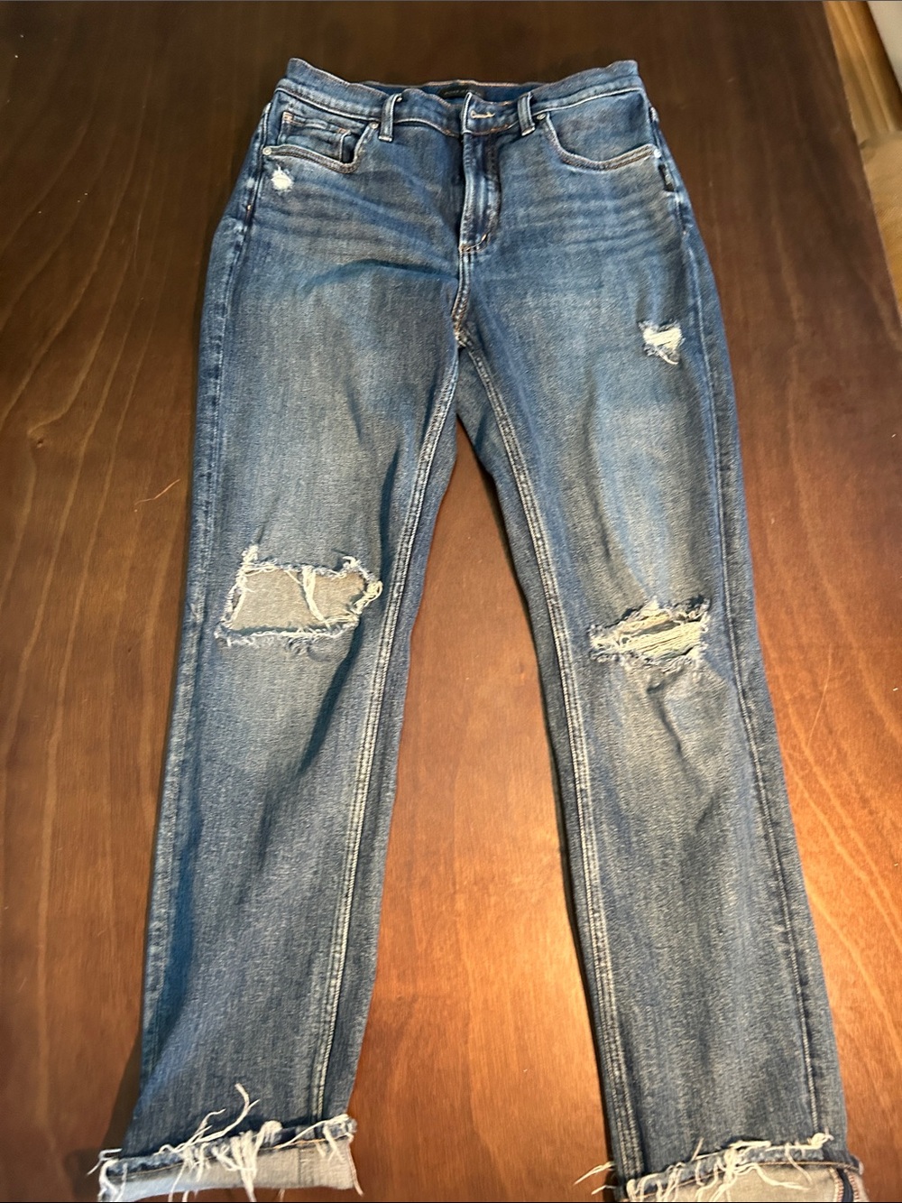 Women’s Blue Distressed Slim Jeans